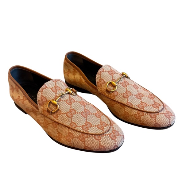 Gucci New Jordaan GG Supreme Monogram Canvas Loafer Beige  EU 37.5 US 7.5 - Picture 1 of 11